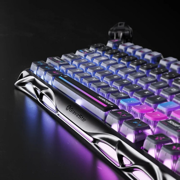 کیبورد GravaStar Mercury K1 Pro - بی‌سیم - سوییچ مکانیکی خطی با قابلیت تعویض سریع - نسخه ویژه Cyberpunk