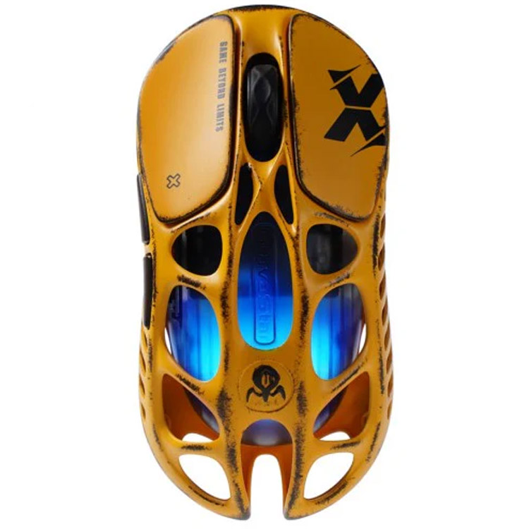 موس GravaStar Mercury X - بی‌سیم - طرح Battle-Worn Yellow